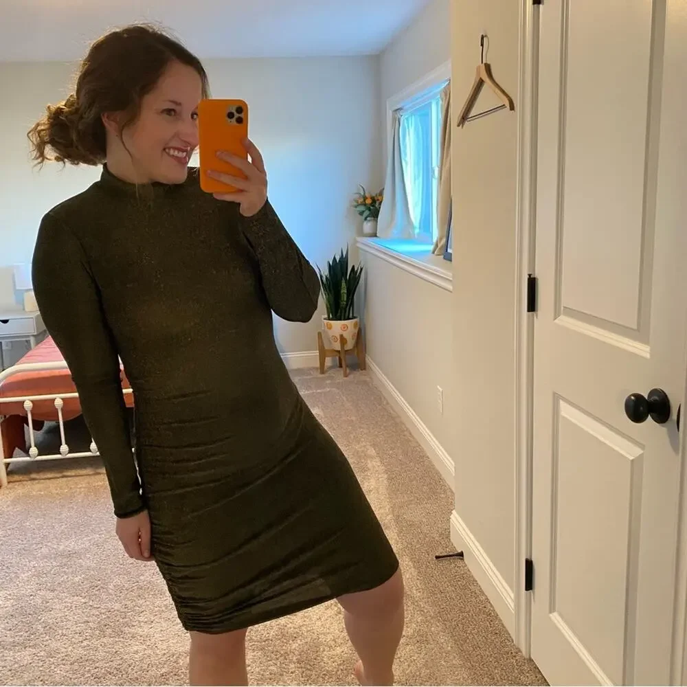 NWT n:Philanthrophy Black Gold Long Sleeve Mini Dress Medium